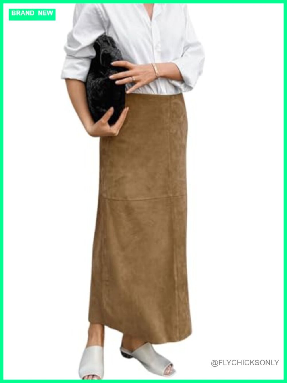 Faux Suede Leather Pencil Maxi Long Skirt Regular Fit Office